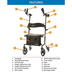 Journey LifeWalker UpWalker Lite Folding Upright Walker – Weighs Only 15.5 lbs - I100G1A1